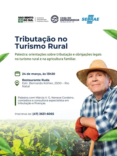 Palestra orienta empreendedores sobre tributação no turismo rural