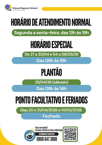 Cartório eleitoral  Horários especiais de atendimento