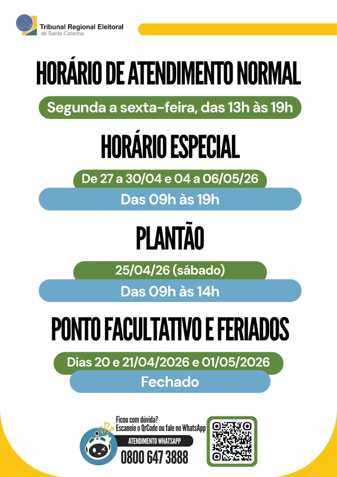 Cartório eleitoral Horários especiais de atendimento