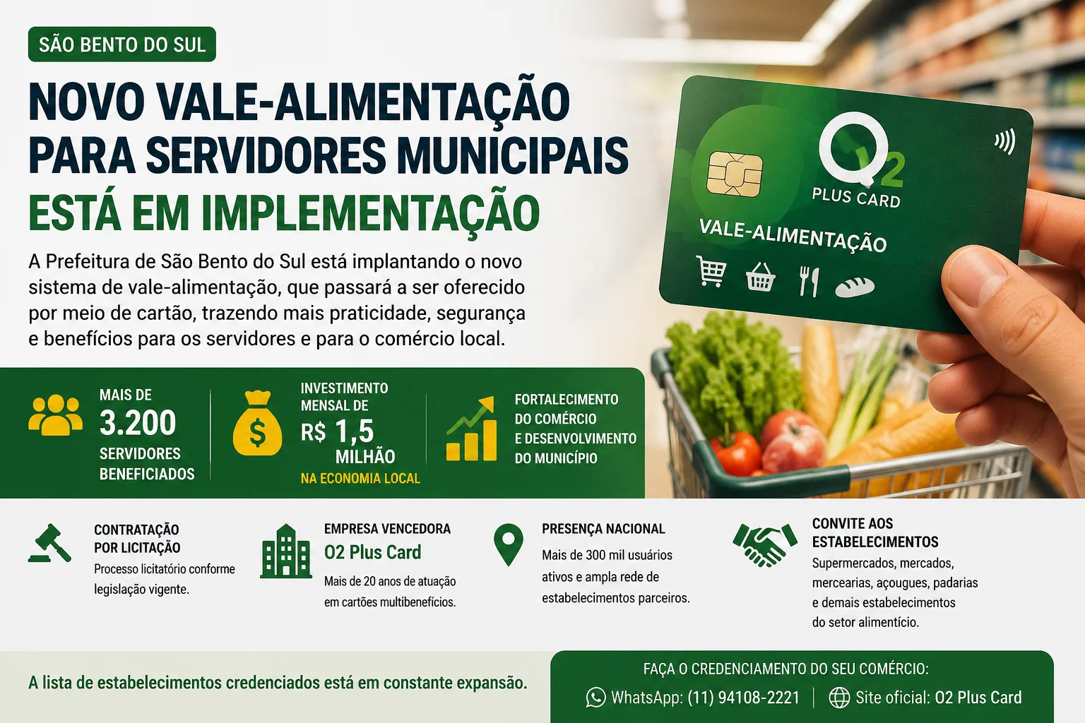 Prefeitura de São Bento do Sul implanta novo sistema de vale-alimentação para servidores municipais