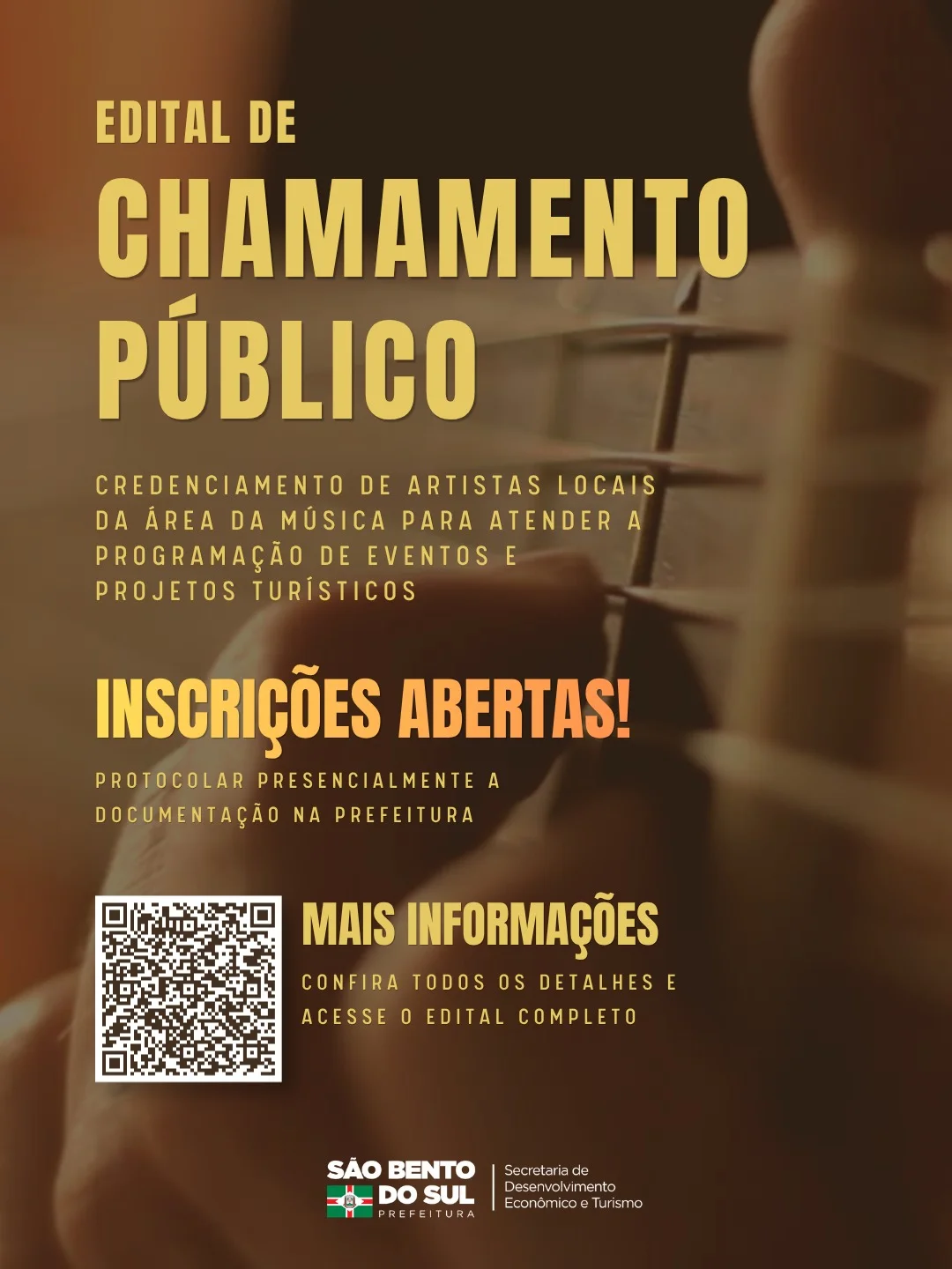 São Bento do Sul abre credenciamento para artistas musicais atuarem em eventos turísticos