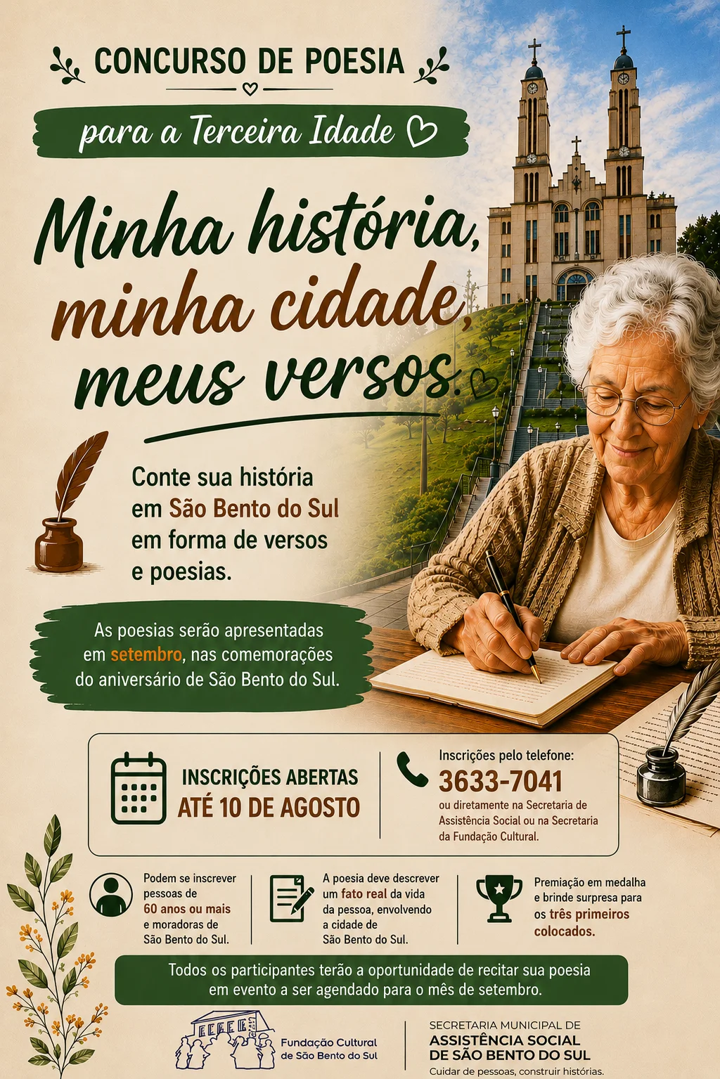Concurso de Poesia 60+ vai valorizar histórias e memórias dos idosos de São Bento do Sul