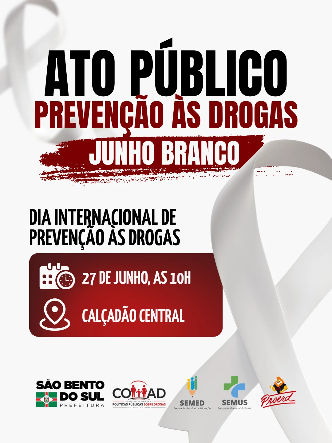 São Bento do Sul promove ato público de prevenção às drogas neste sábado