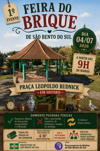 São Bento do Sul realiza 1ª Feira do Brique na Praça Leopoldo Rudnick