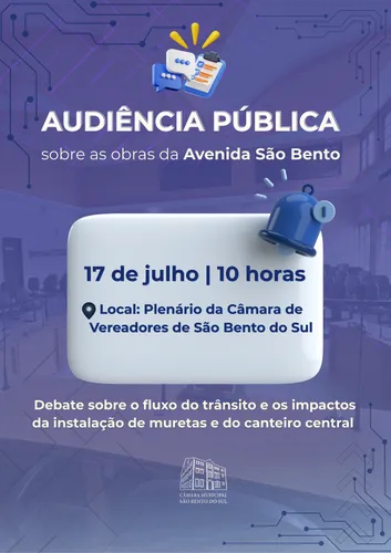 Câmara promove audiência para debater obras na Avenida São Bento