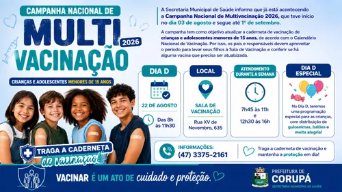 Corupá terá Dia D da Campanha Nacional de Multivacinação em 22 de agosto