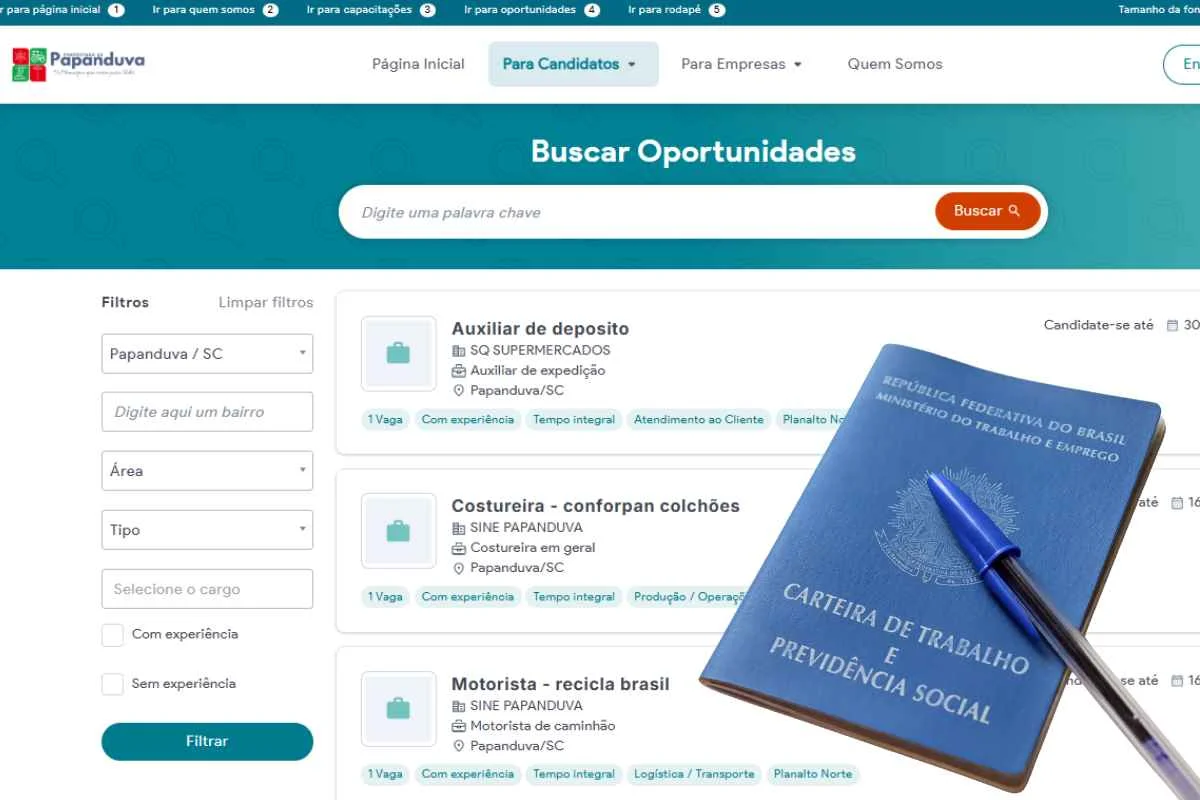À procura de emprego em Papanduva?