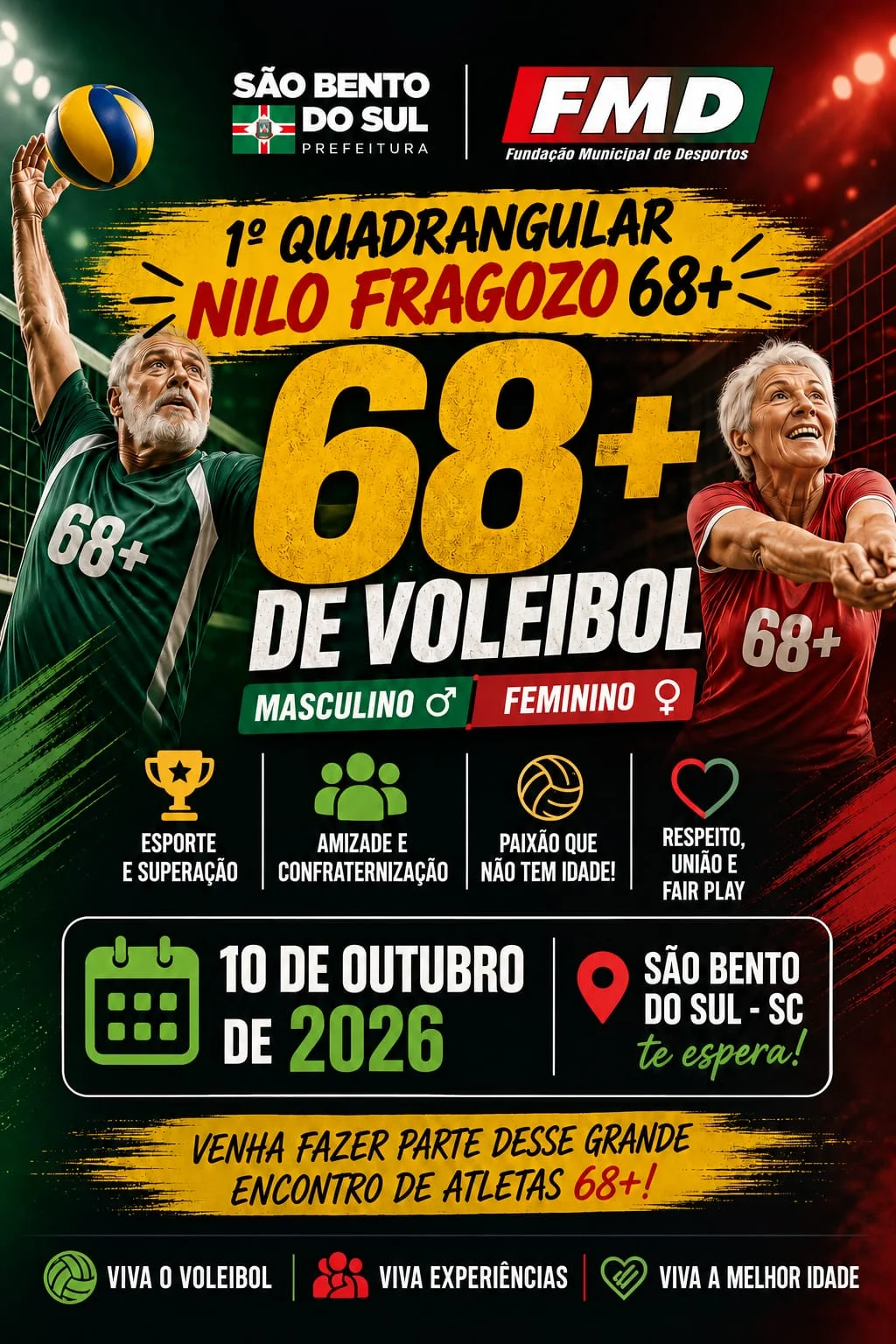 Voleibol 68+ reúne sete equipes em São Bento do Sul em homenagem a Nilo Fragozo