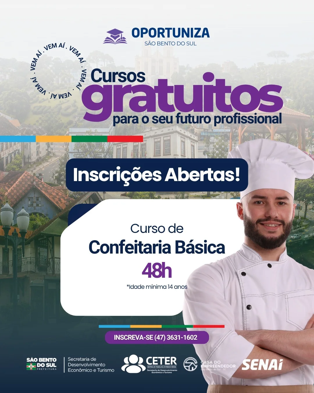 São Bento do Sul oferece curso gratuito de Confeitaria Básica